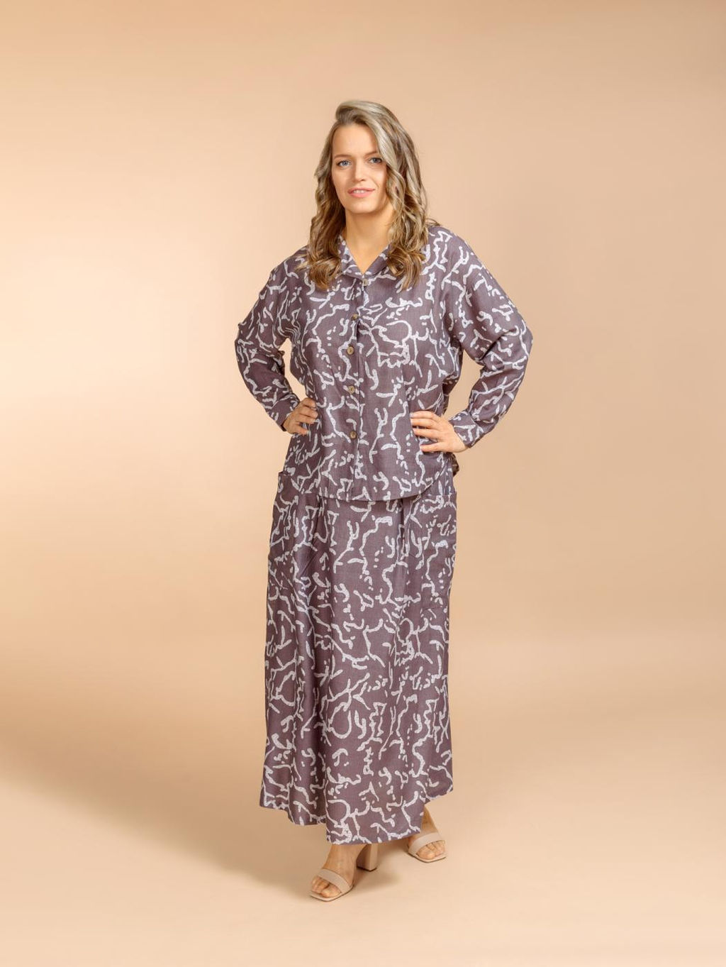 Костюм юбка и блузка (вискоза,лен) №25-200-3 (Лето 2025)