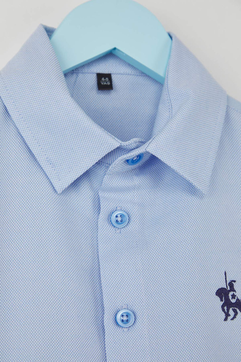 Buz Mavi Nak?sl? Regular Oxford Dokuma Erkek Cocuk Okul Gomlegi TKDAW26GO00000 - Trendyolmilla фото 4