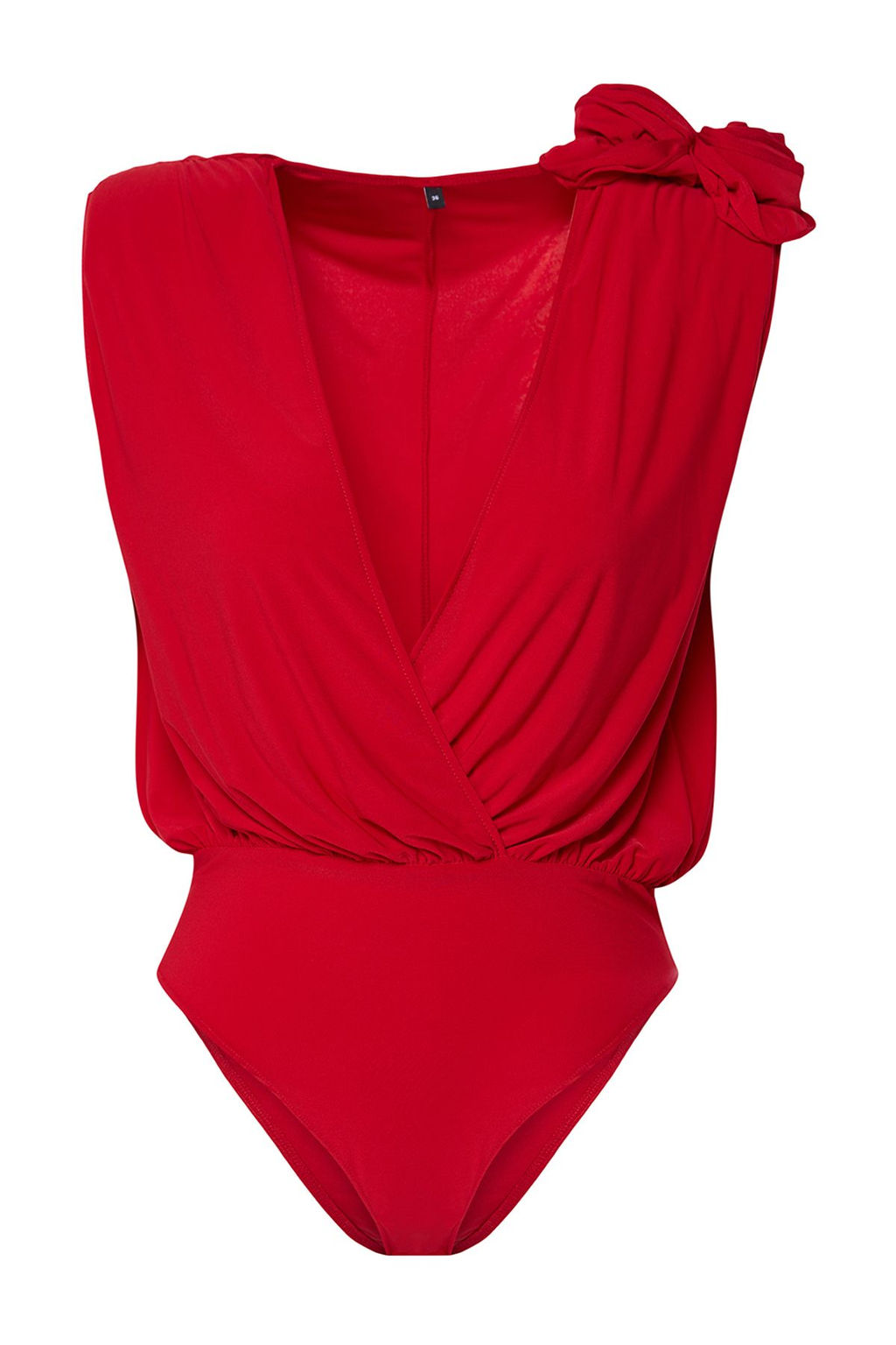 K?rm?z? Gul Detayl? Derin V Yaka Orme Body TPRSS24BD00024 - Trendyolmilla фото 6