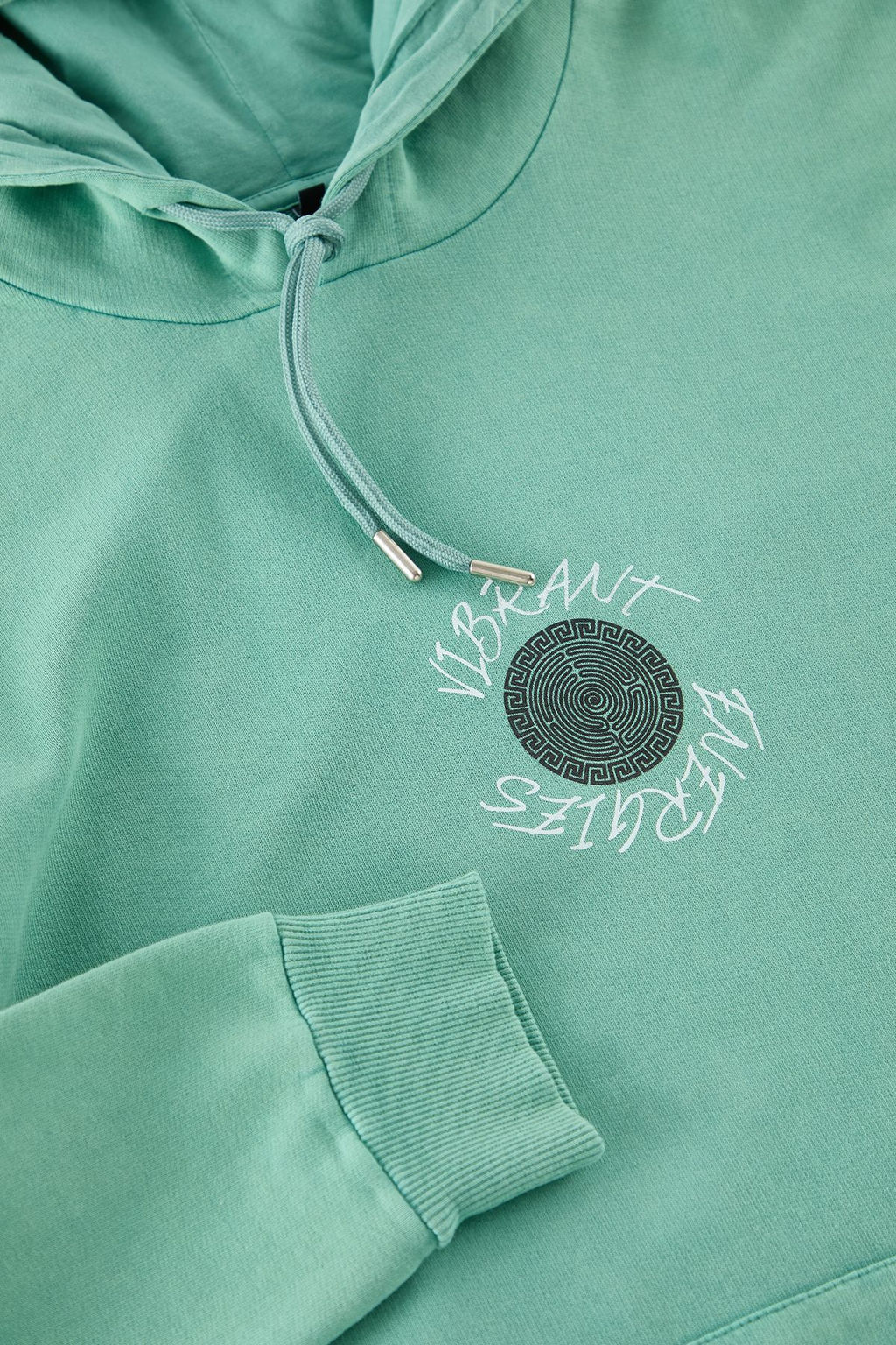 Mint Oversize/Genis Kesim Yaz? S?rt Bask?l? Soluk Efektli Sardonsuz Sweatshirt TMNAW25SW00043