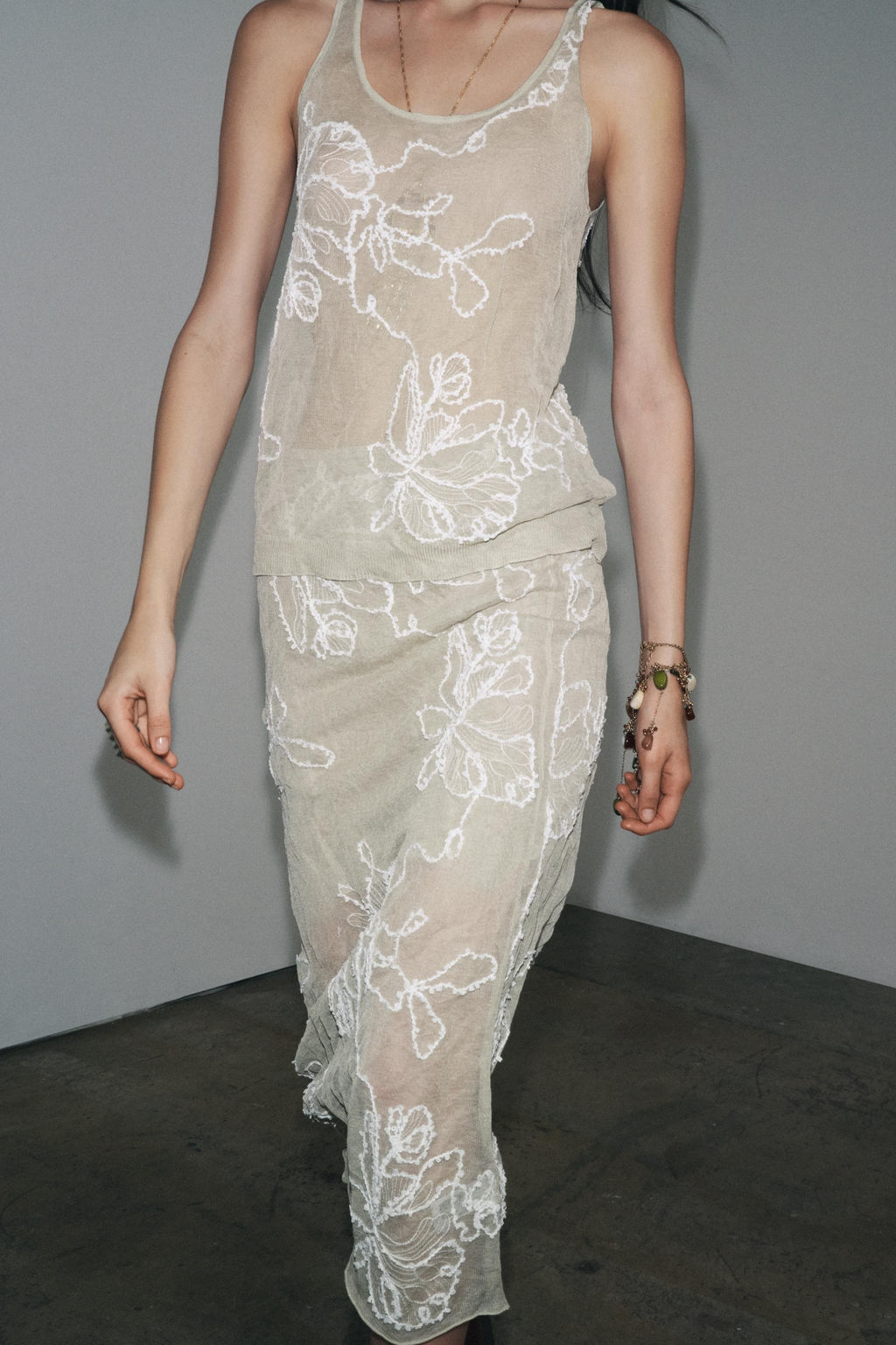 SEMI-SHEER STRUCTURED KNIT SKIRT - Zara фото 6