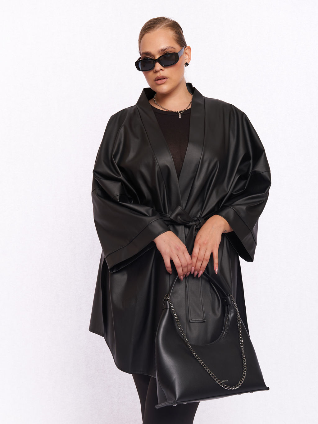 Кардиган кожаный KA04209BLK01