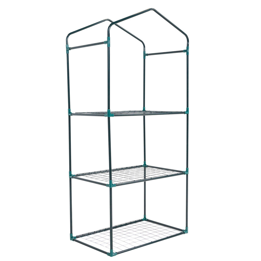 UGH-R10 H125 GREEN/WHITE Парник-стеллаж для рассады, 3 полки, 60x40x125см. Металлическая труба в ПВХ, цвет зеленый. Тент из армированного полиэтилена 135г/м2, цвет сетки белый. TM ФитоЛето