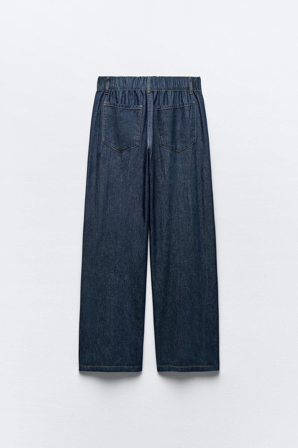 FLOWING DENIM-EFFECT TROUSERS - Zara фото 16