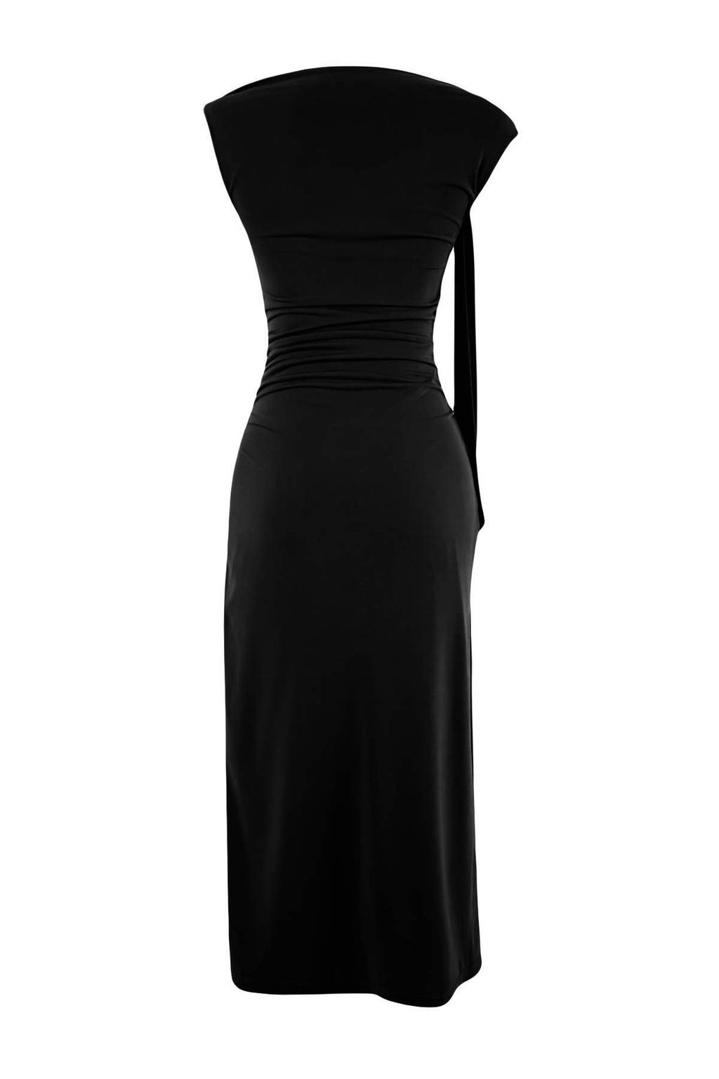 Limited Edition Siyah Bodycon Asimetrik Yaka Kolsuz Aksesuarl? Maxi Esnek Orme Elbise TWOSS26EL00258 - Trendyolmilla фото 6