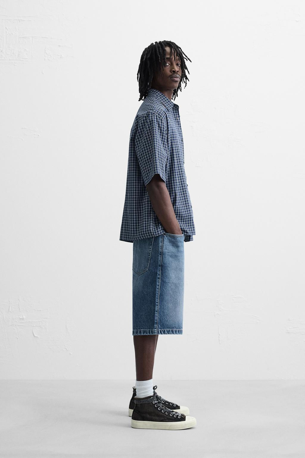 BASIC BAGGY FIT DENIM BERMUDA - Zara фото 24