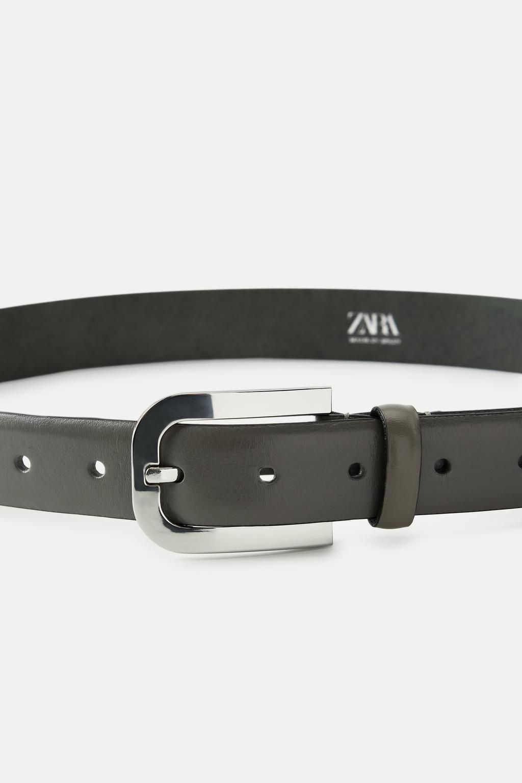 LEATHER BELT WITH METAL BUCKLE - Zara фото 3