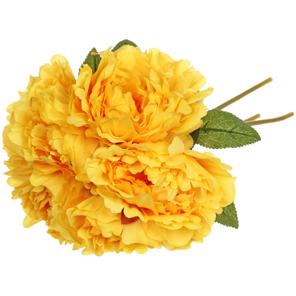 Искусственные цветы "Пионы" 28см букет 6 шт желтые