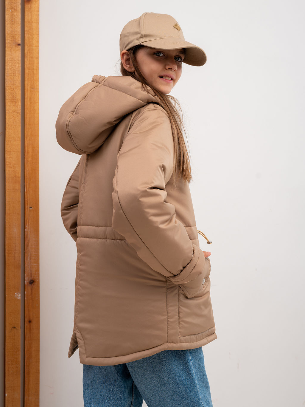 Парка зимняя "Южеал" для девочки бежевый
