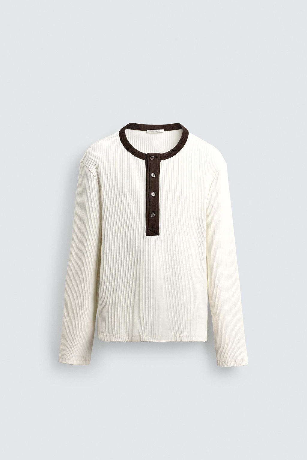 CONTRAST COLLAR RIBBED T-SHIRT - Zara фото 7