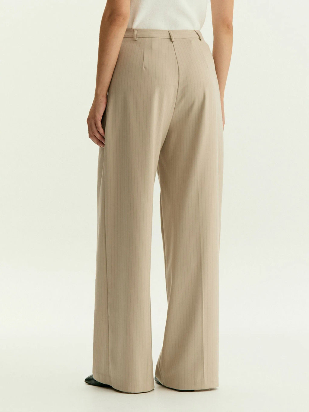 Брюки широкого кроя в полоску, D487/ginger - Emka фото 5