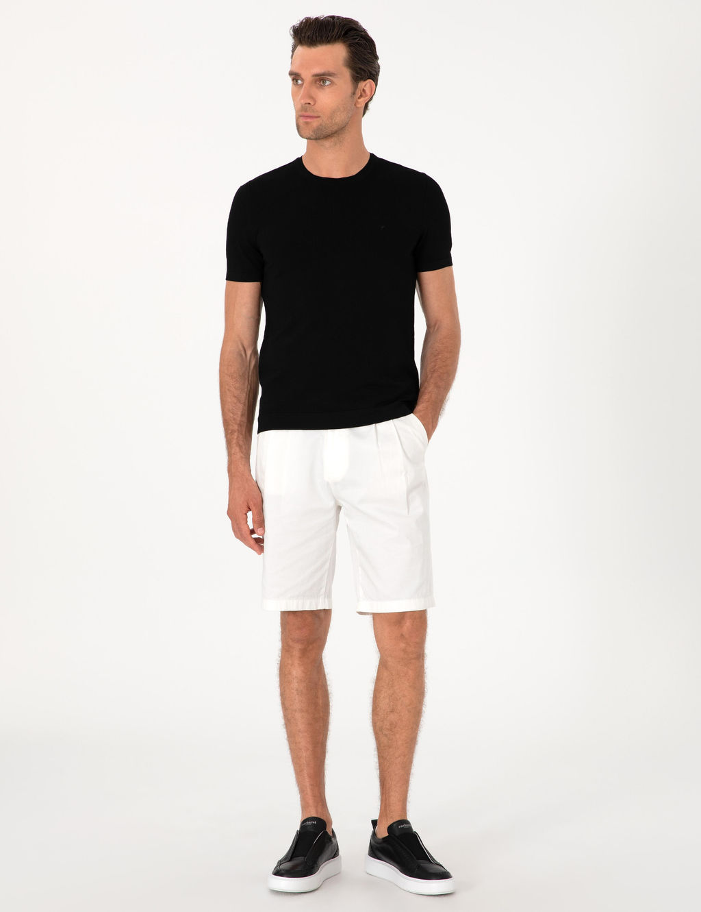 Siyah Slim Fit Bisiklet Yaka Triko T-shirt