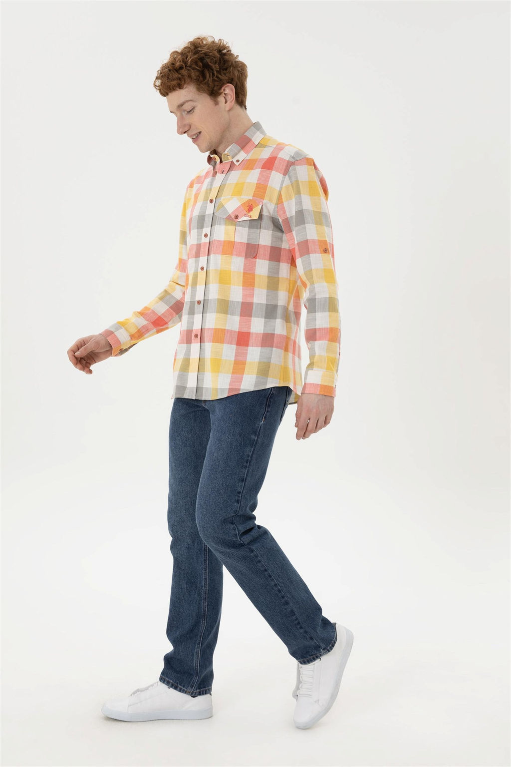 Мужская красная рубашка в клетку - U.s. polo assn фото 4