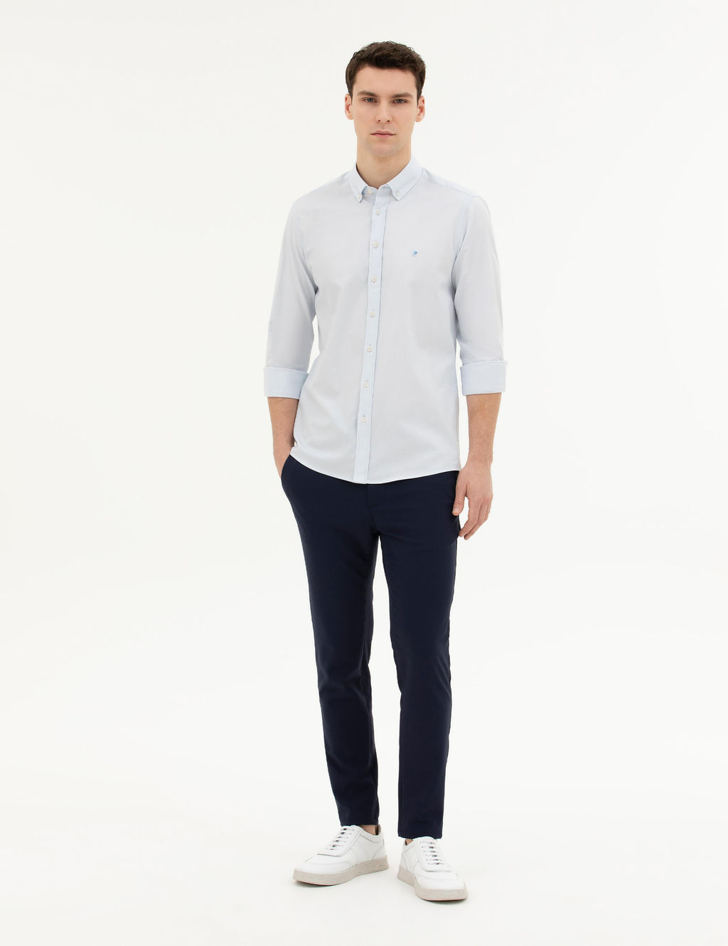 Рубашка Pierre Cardin Slim Fit светло-голубая
