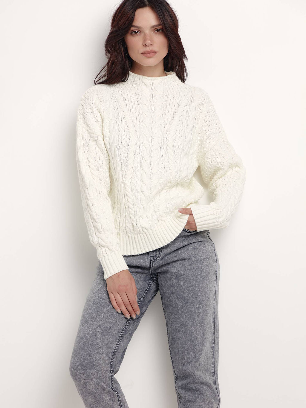 CONTE LDK 238 Фактурный джемпер крупной вязки ecru - Conte elegant фото 3