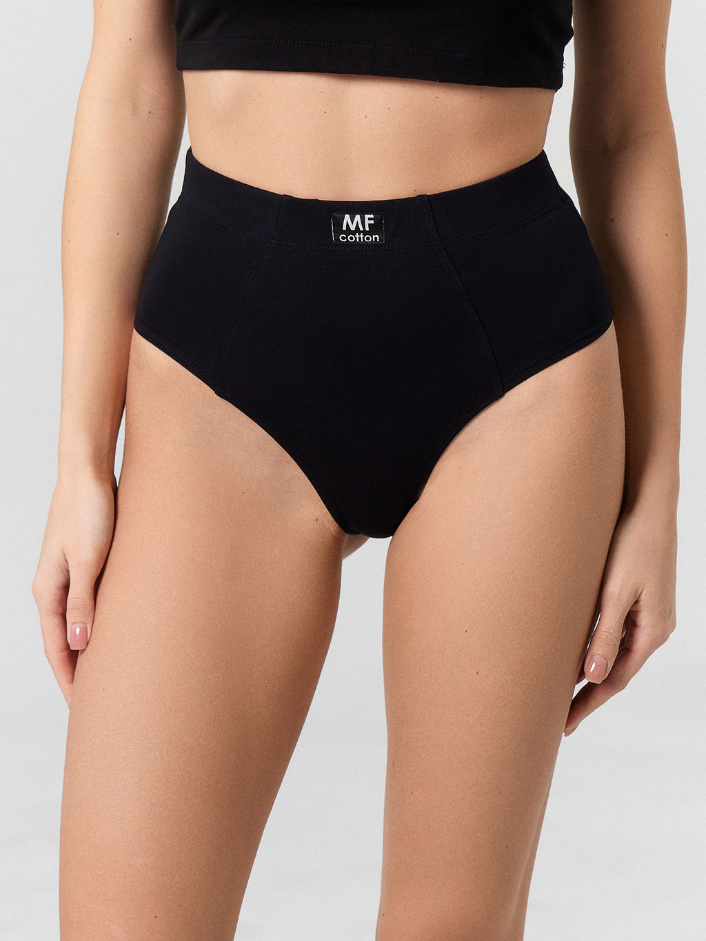 Цена за 2 штуки! Трусы женские черные с высокой посадкой