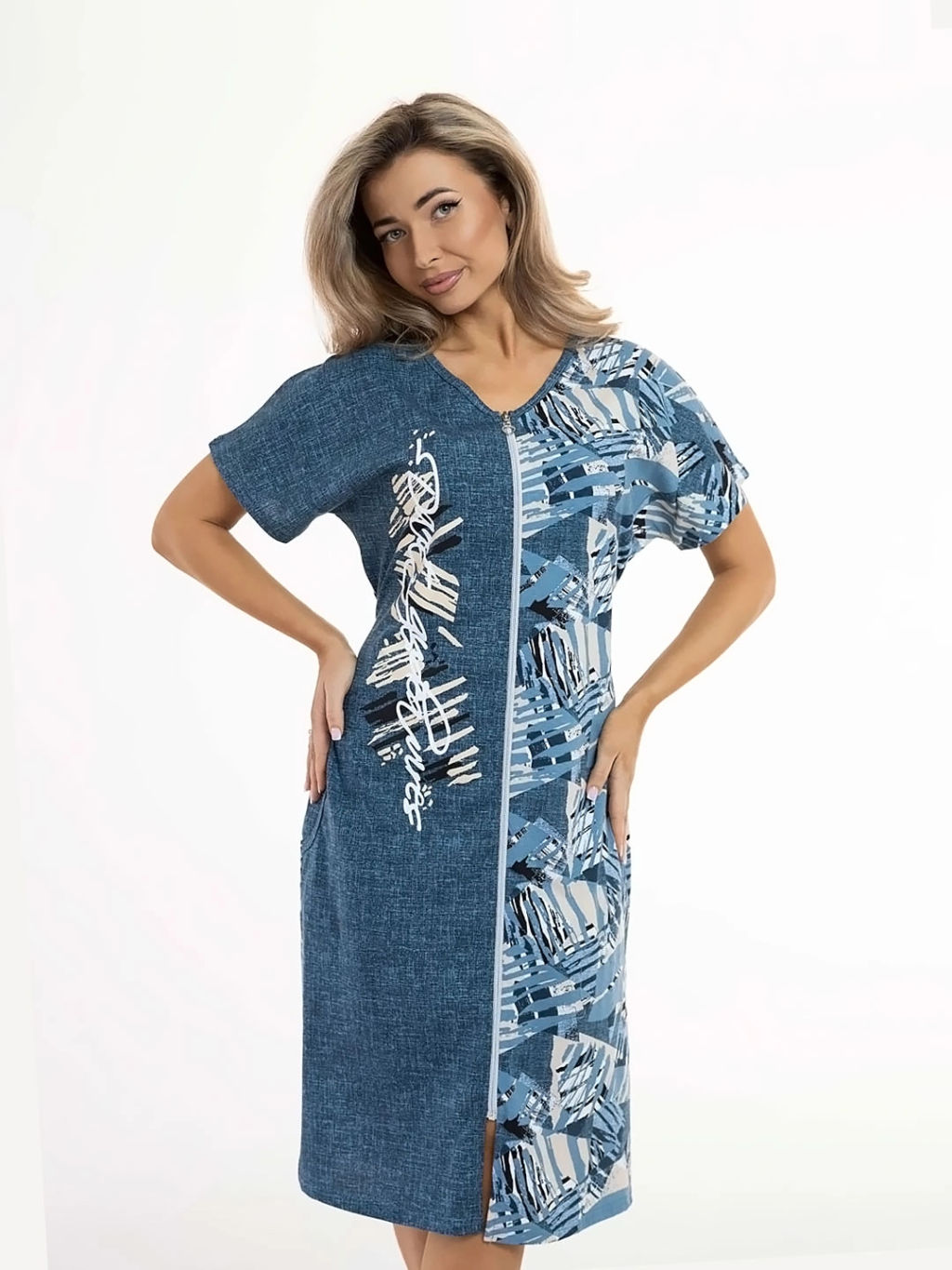 Халат женский, цвет синий