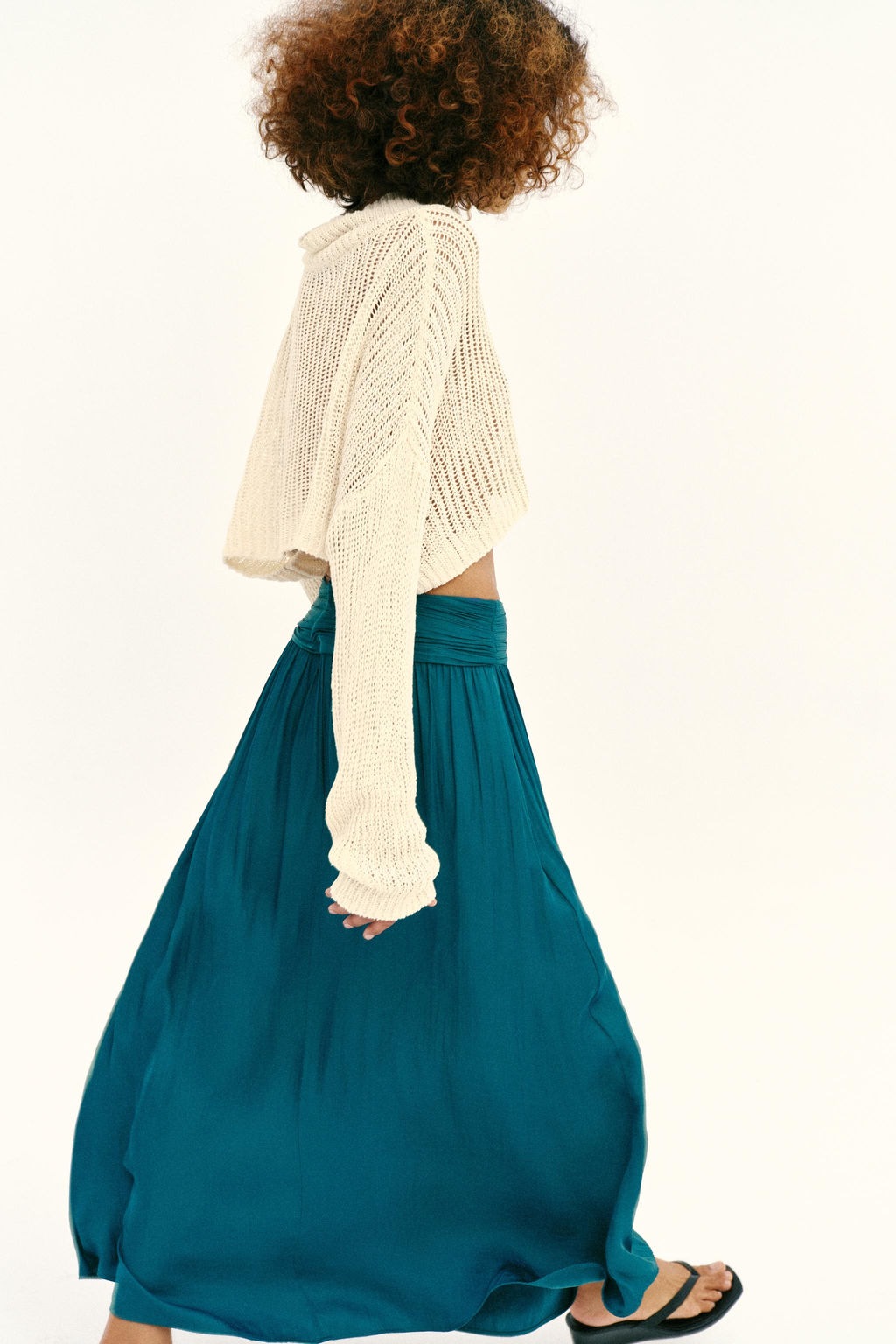 FALDA MIDI SATINADA / Azul pato - Zara фото 3