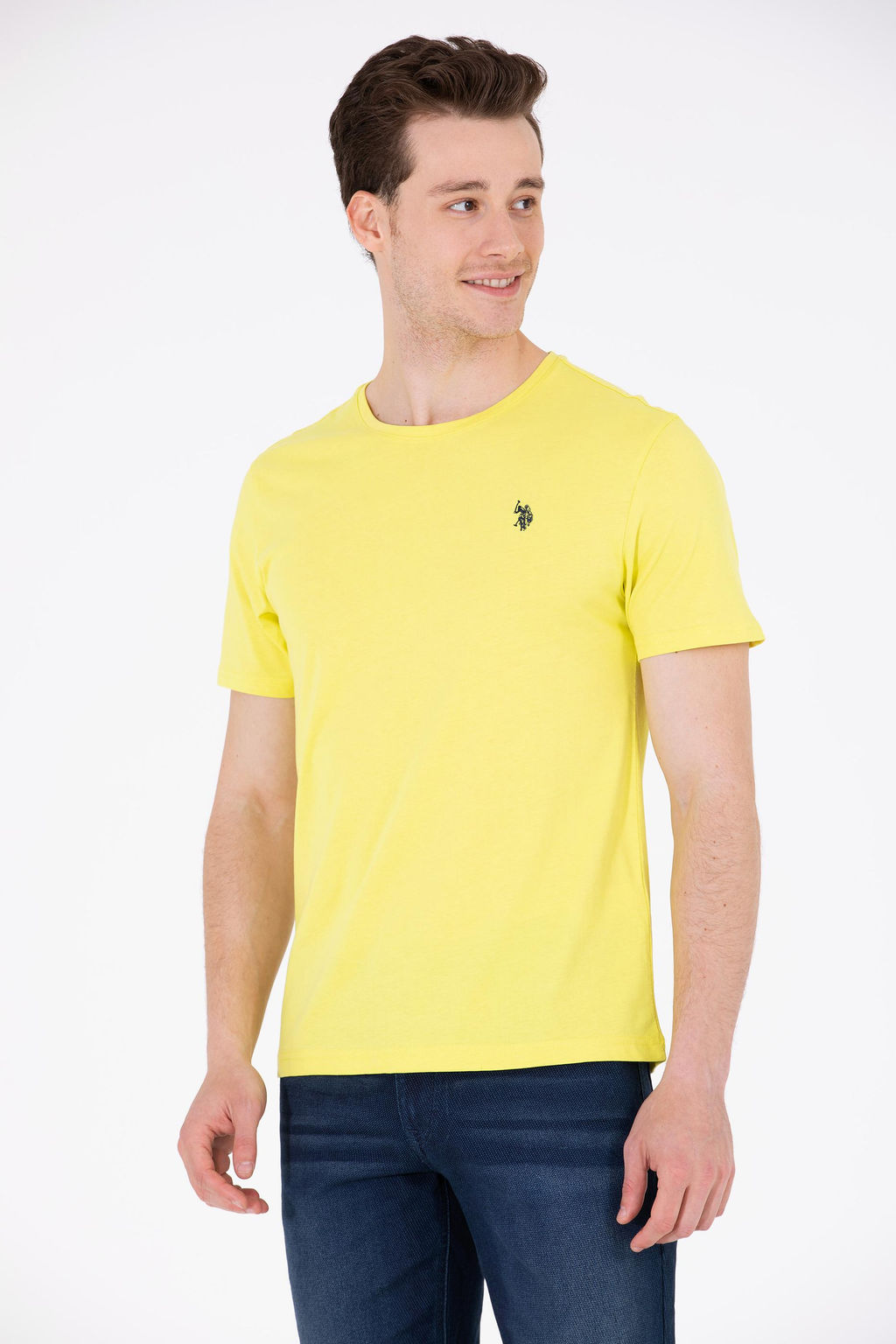 Футболка мужская U.S. Polo Assn Citron Basic с круглым вырезом лимонная хлопок  фото 16