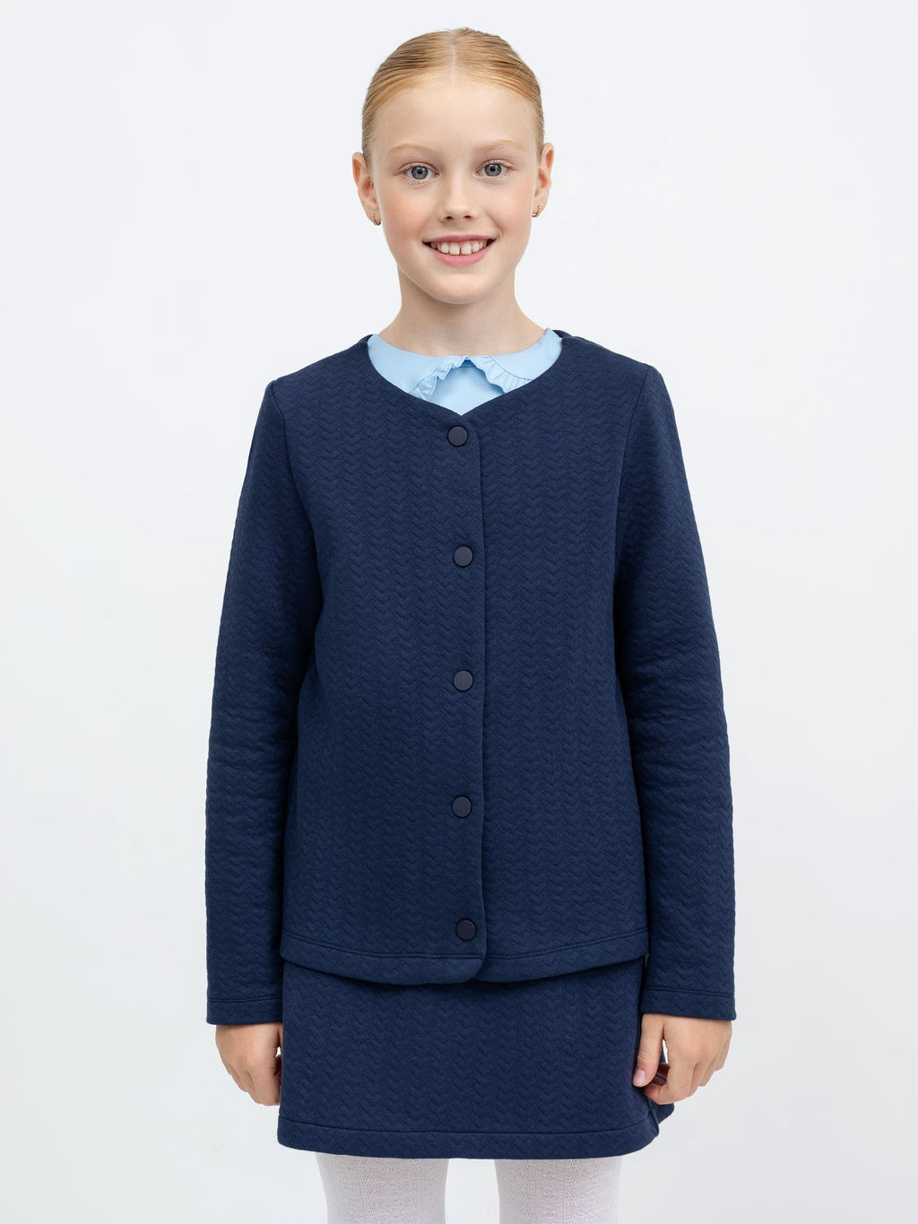 Прямой жакет из капитона темно-синего цвета для девочек - Mark formelle фото 2