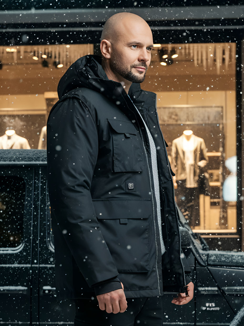 Куртка - жилетка трансформер с подогревом 2 в 1 мужская зимняя черного цвета 6668Ch - Mtforce фото 39