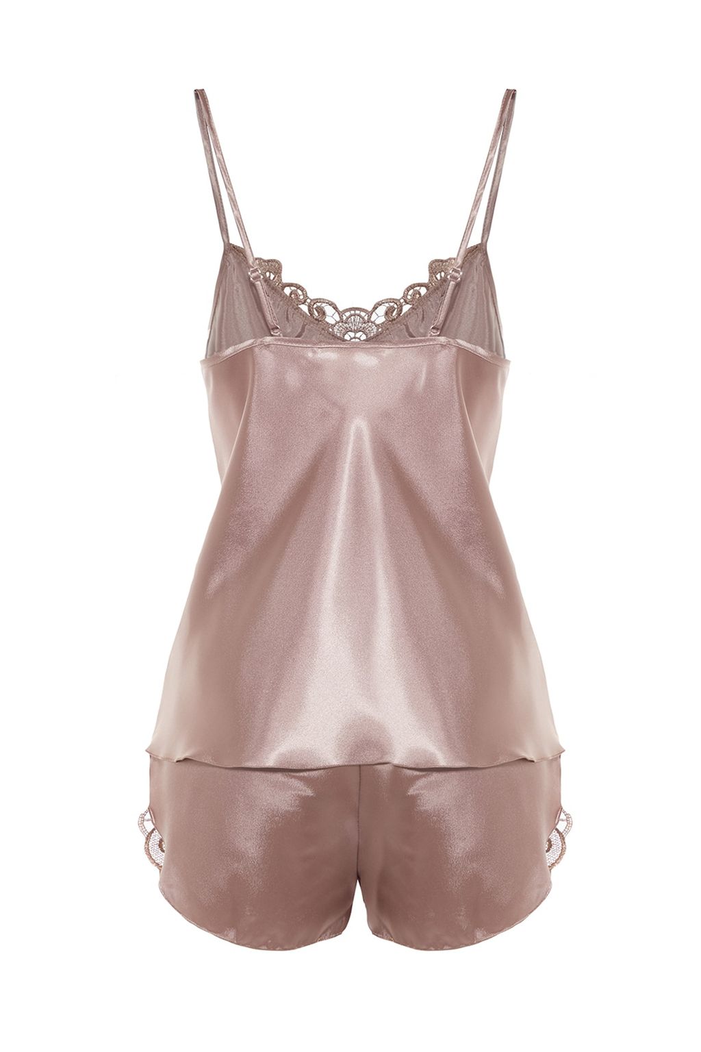 Trendyolmilla Siyah Dantelli Ip Ask?l? Saten Sortlu Dokuma Pijama Tak?m? THMAW21PT0843  фото 8