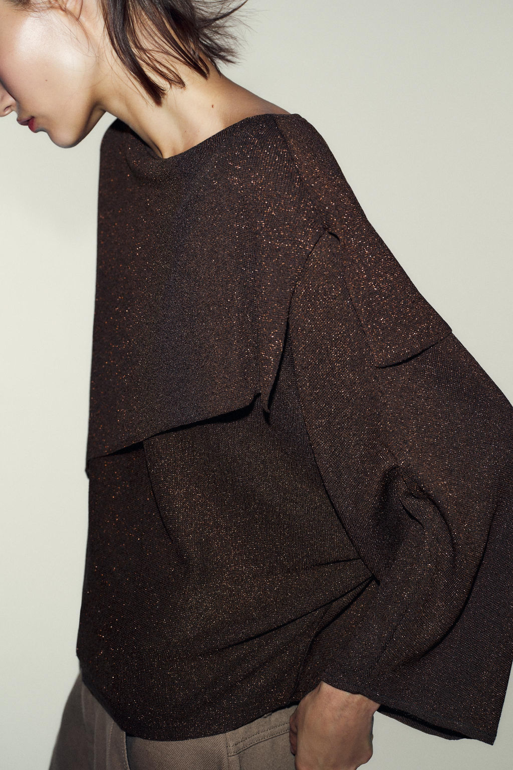 METALLIC THREAD KNIT CAPE JUMPER - Zara фото 2