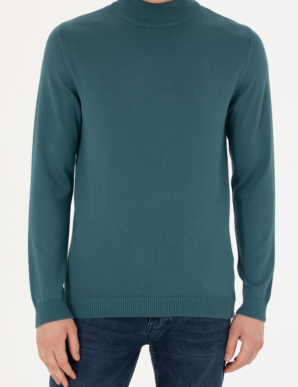 Базовый трикотажный свитер приталенного кроя Petrol Half Fisherman - Cacharel фото 6