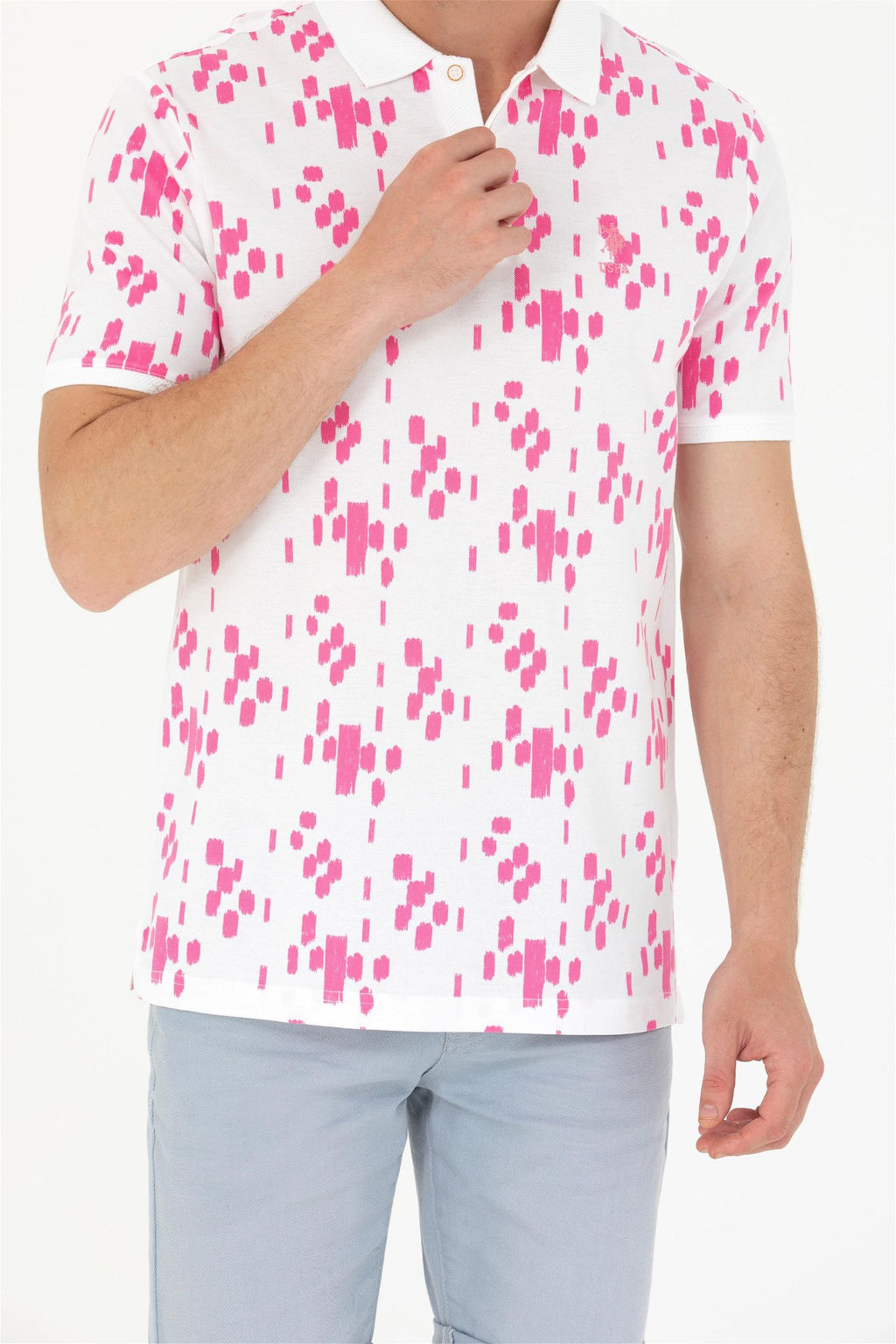 U. S. Polo Assn Мужская розовая футболка с воротником-поло - U.s. polo assn фото 13
