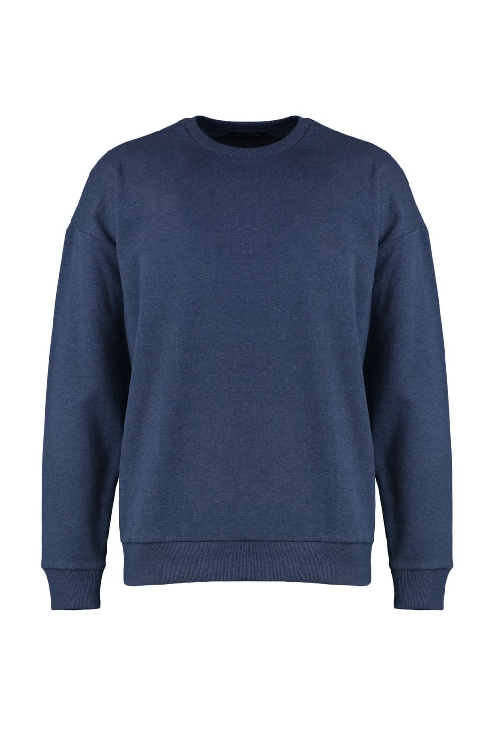 Indigo Oversize/Genis Kesim Cicek S?rt Bask?l? Ici Polarl?/S?cak Tutan Sweatshirt TMNAW23SW00493