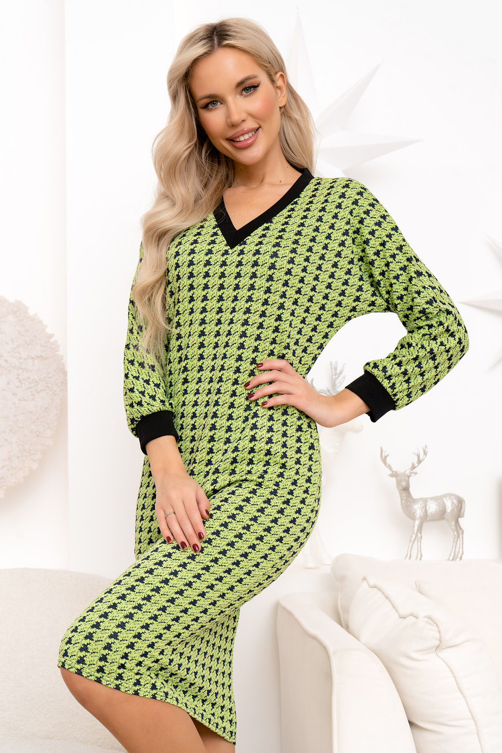 Платье Open Style 6525 оливковый