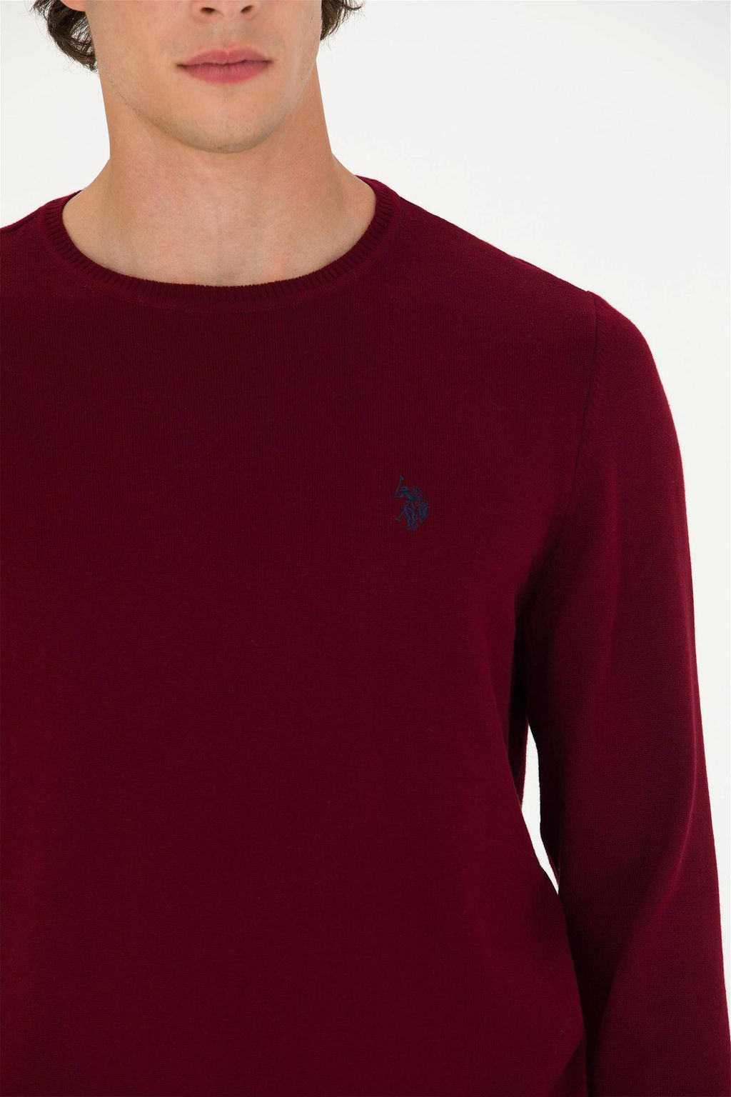 U. S. Polo Assn Мужской бордово-красный базовый свитер - U.s. polo assn фото 7