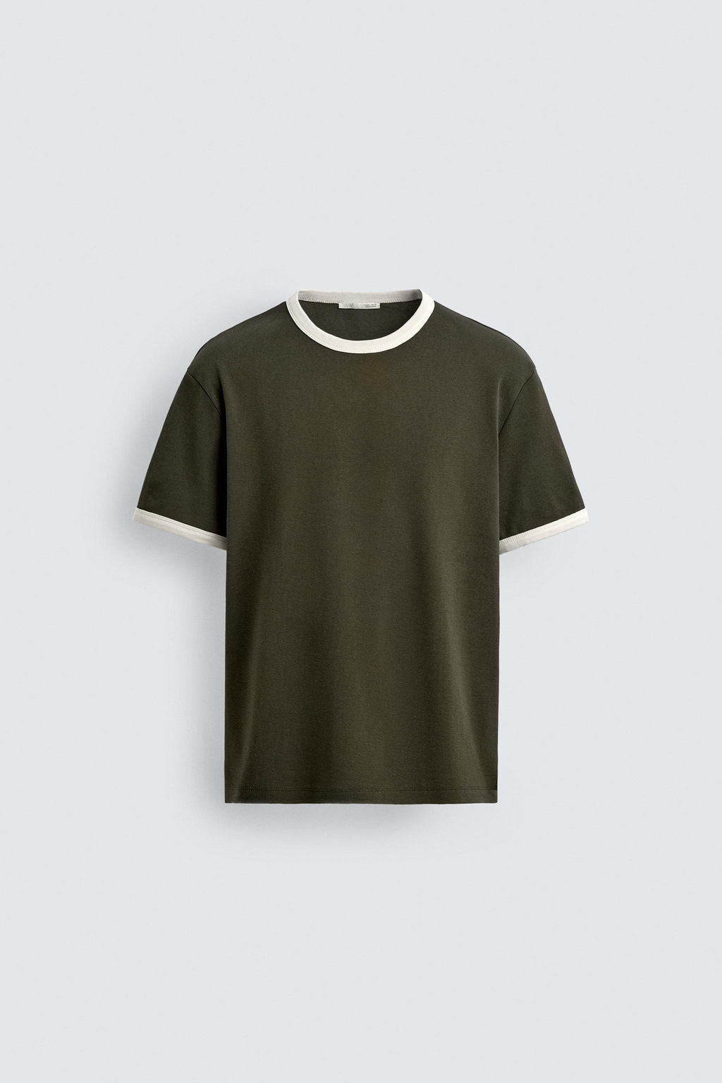 CAMISETA RIB CONTRASTE B?SICA / Verde - Zara фото 6