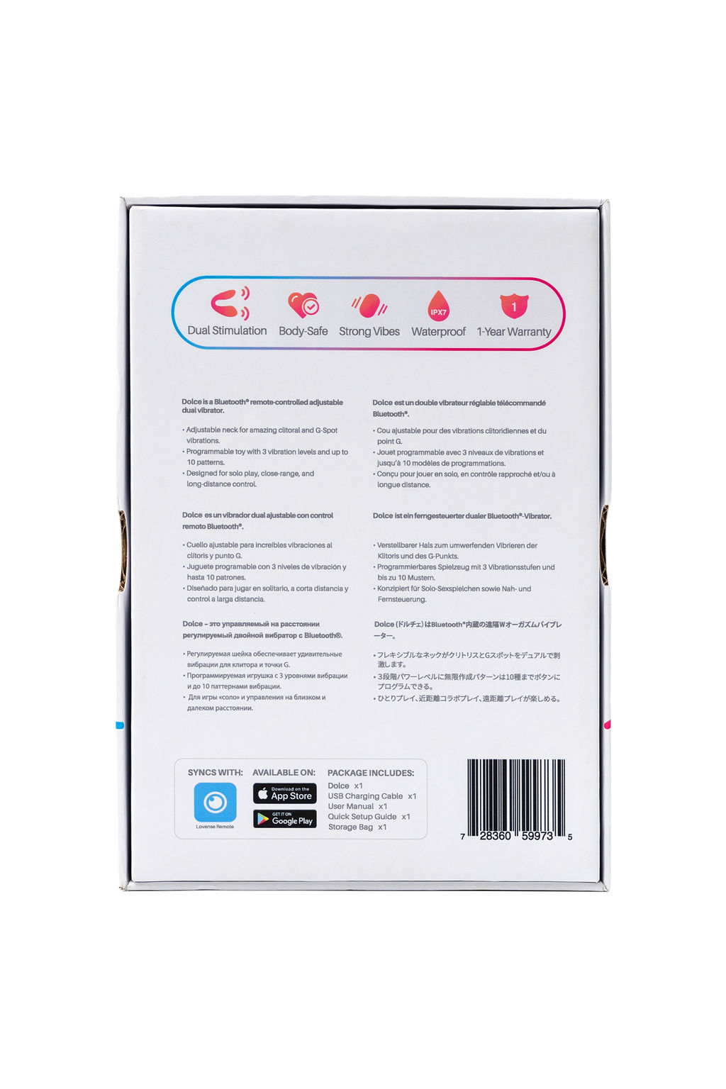 Многофункциональный стимулятор для пар LOVENSE Dolce (Quake), силикон, розовый, 20 см