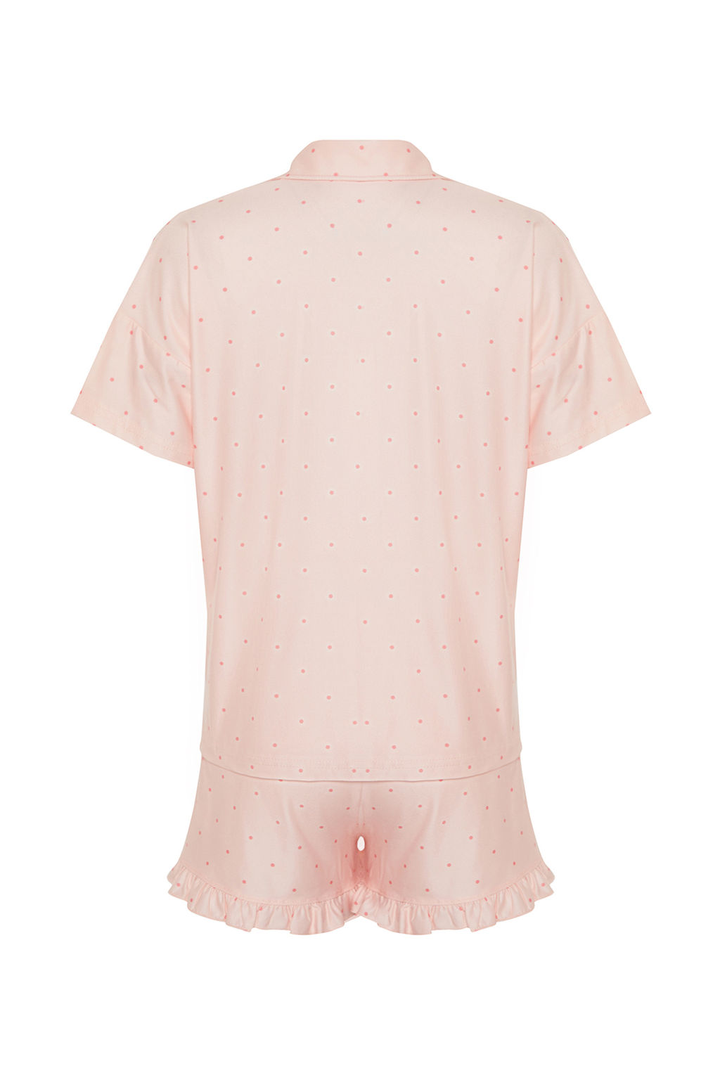 Trendyolmilla Somon Puantiyeli F?rf?r Detayl? Sortlu Orme Pijama Tak?m? THMSS24PT00284  фото 7