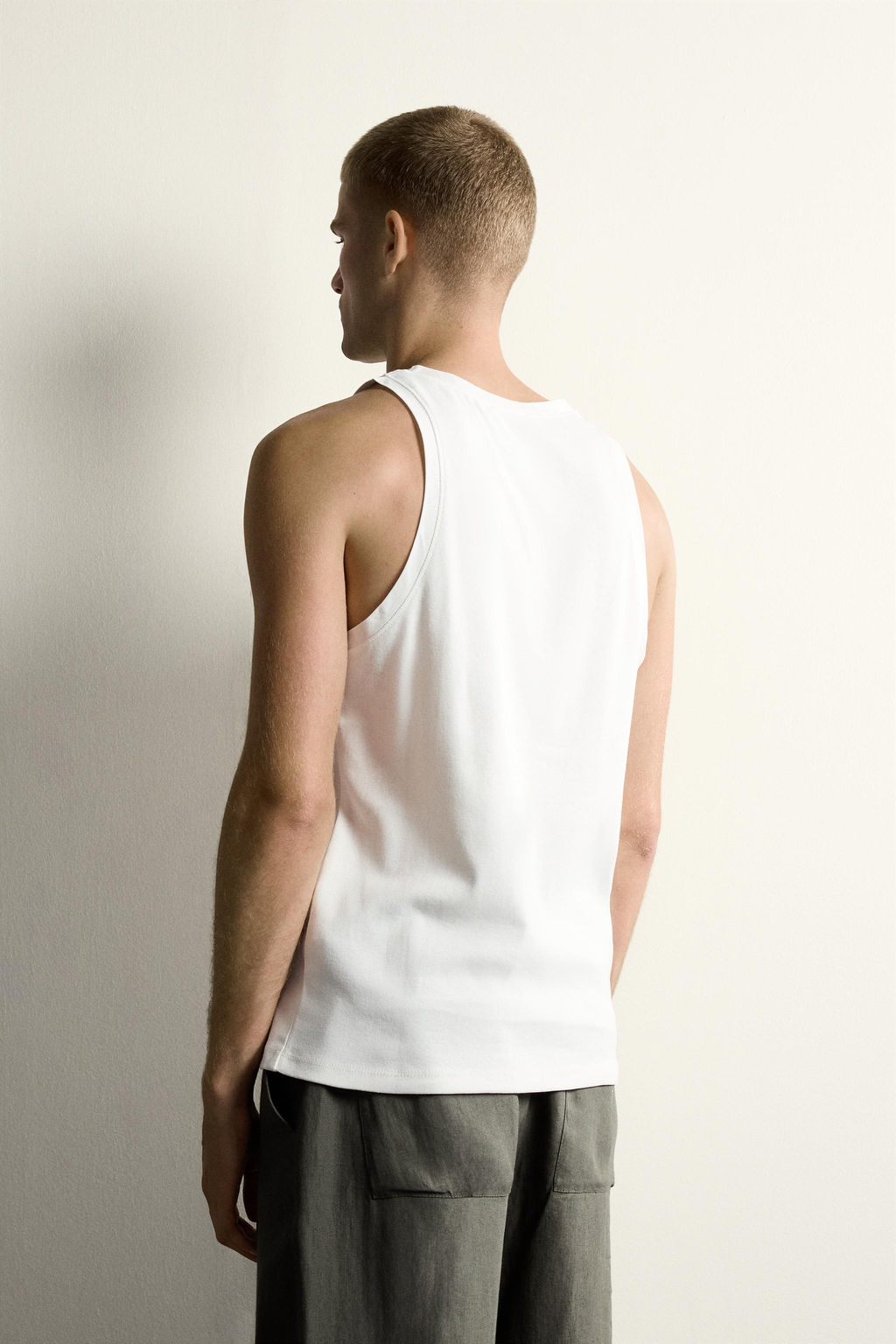 CAMISETA TANK RIB VIVO COMBINADO / Blanco - Zara фото 3
