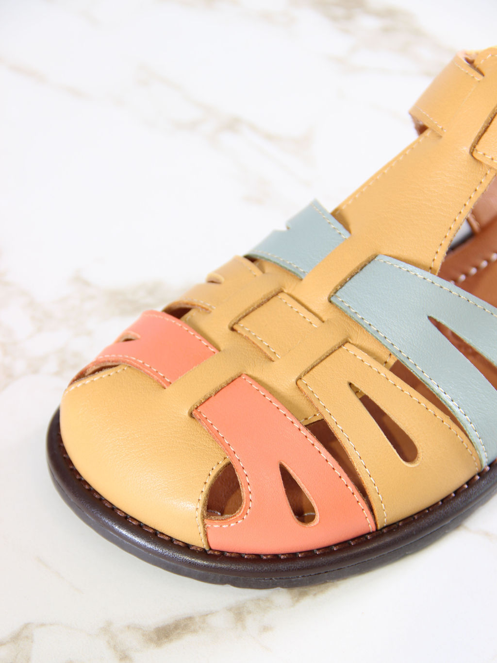 Босоножки 1036.подиум178br.Тыква+авокадо лион+коралл - Edart фото 5