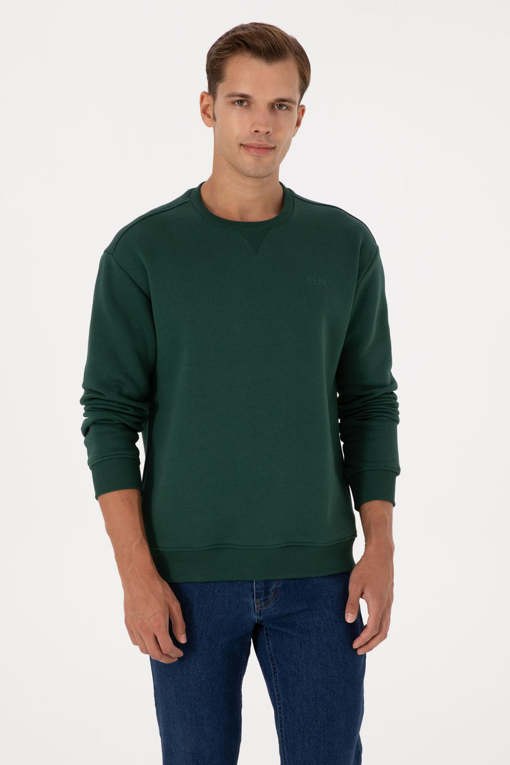 Erkek Koyu Ye_il Basic Sweatshirt Sepette S_rpriz _ndirim