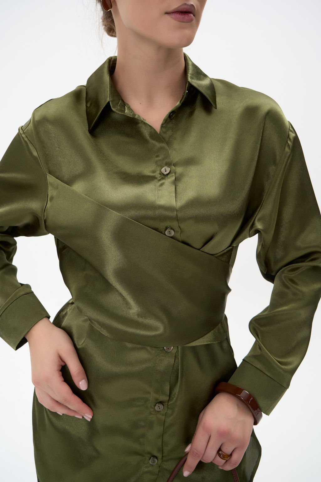 Рубашка Ямина (оливковый/уценка)