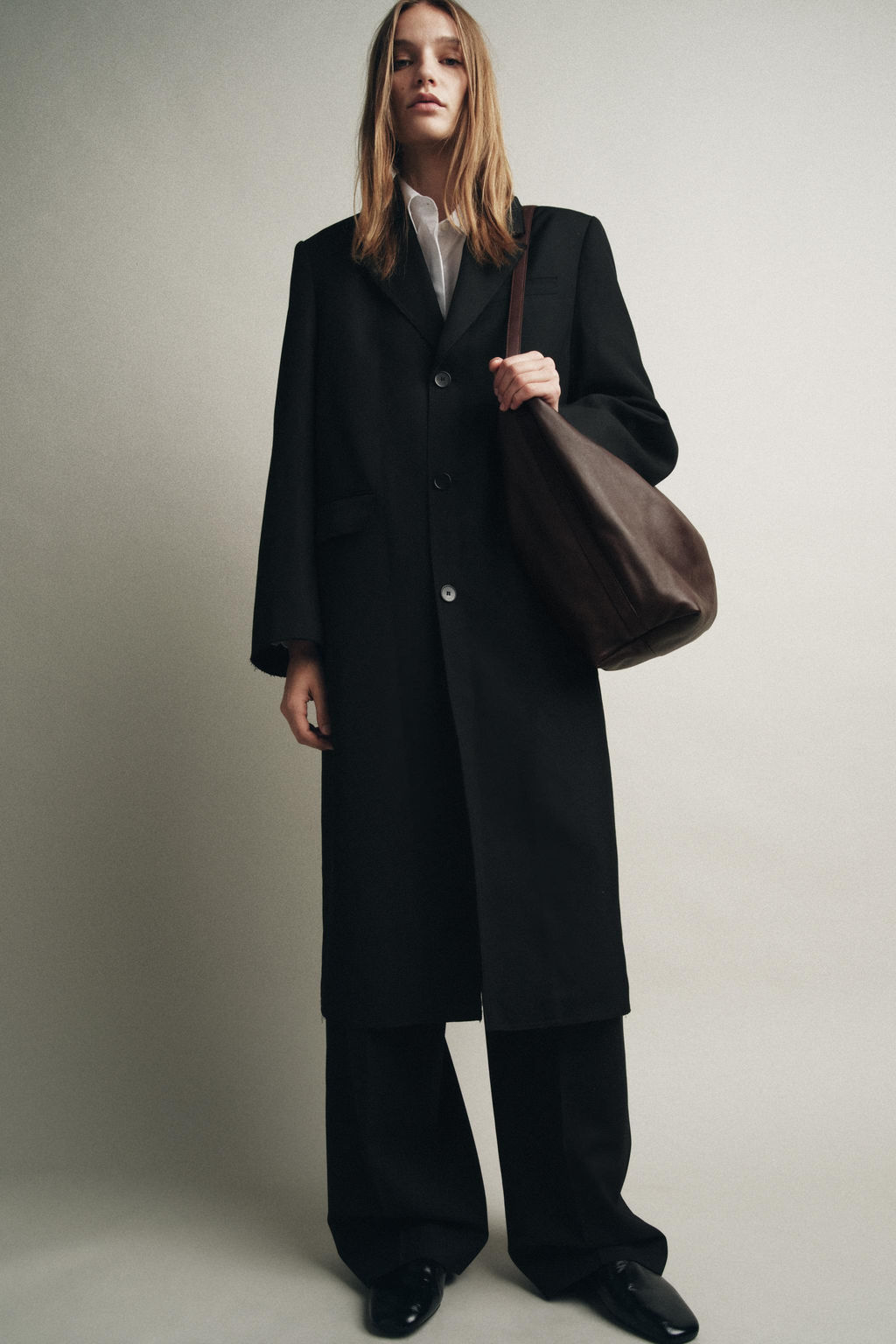 DOUBLE COMPARTMENT LEATHER BUCKET BAG - Zara фото 4