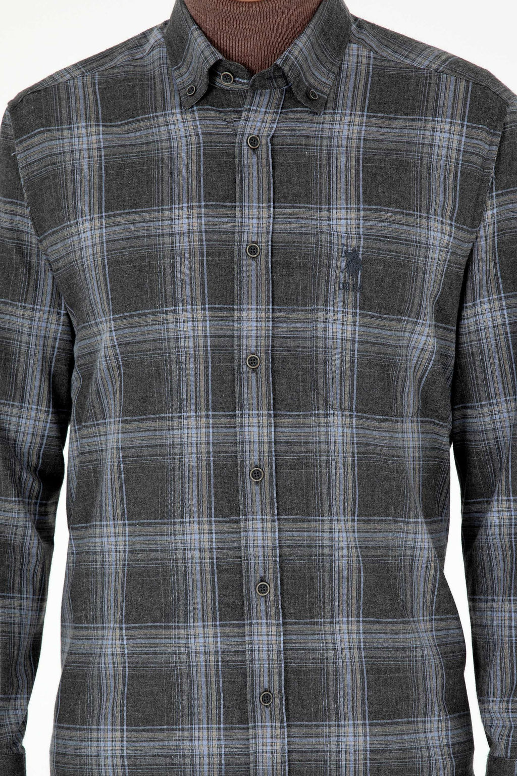 Мужская рубашка с длинным рукавом антрацитового цвета - U.s. polo assn фото 6