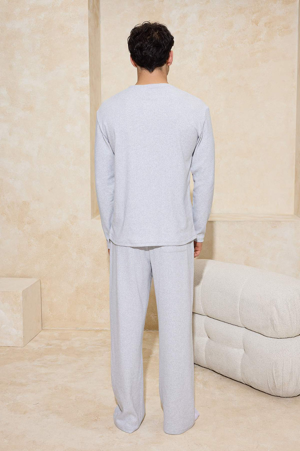 Bej Regular Fit Cepli Etiket Detayl? Yumusak Tuseli Orme Pijama Tak?m? TMNAW26PT00000 - Trendyolmilla фото 14