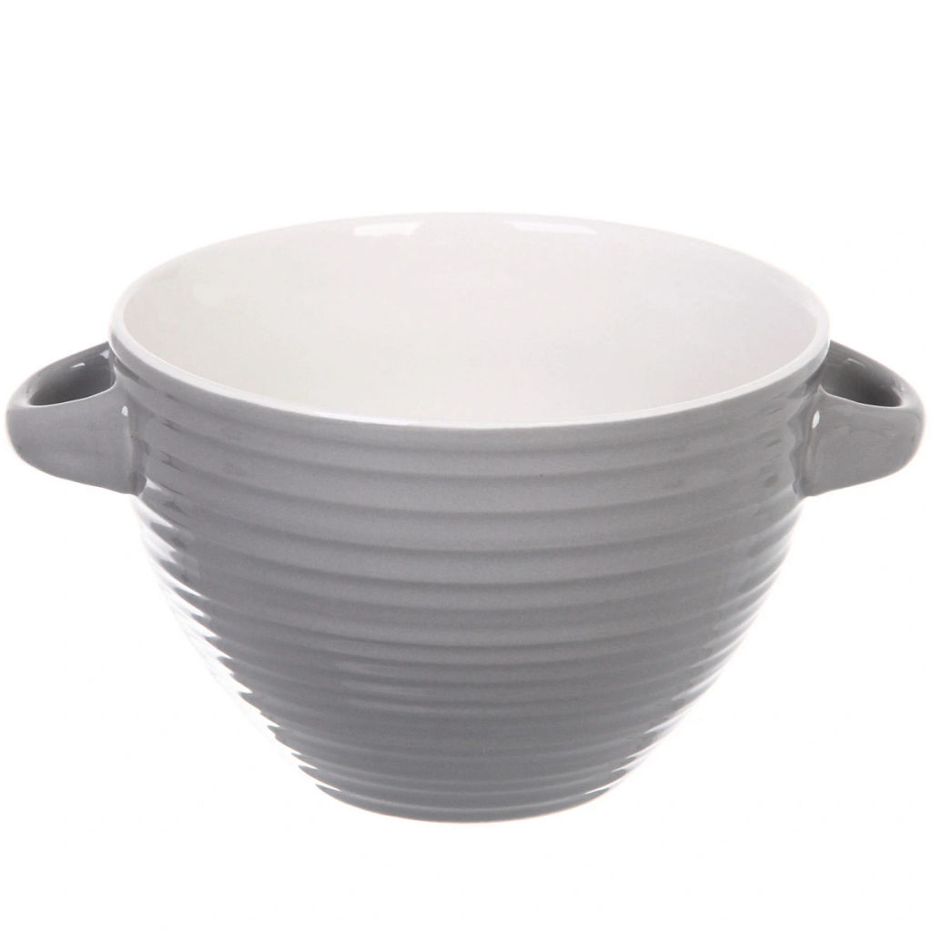 Цена за 2 шт. Бульонница керамическая 750мл "Полоски", микс цветов