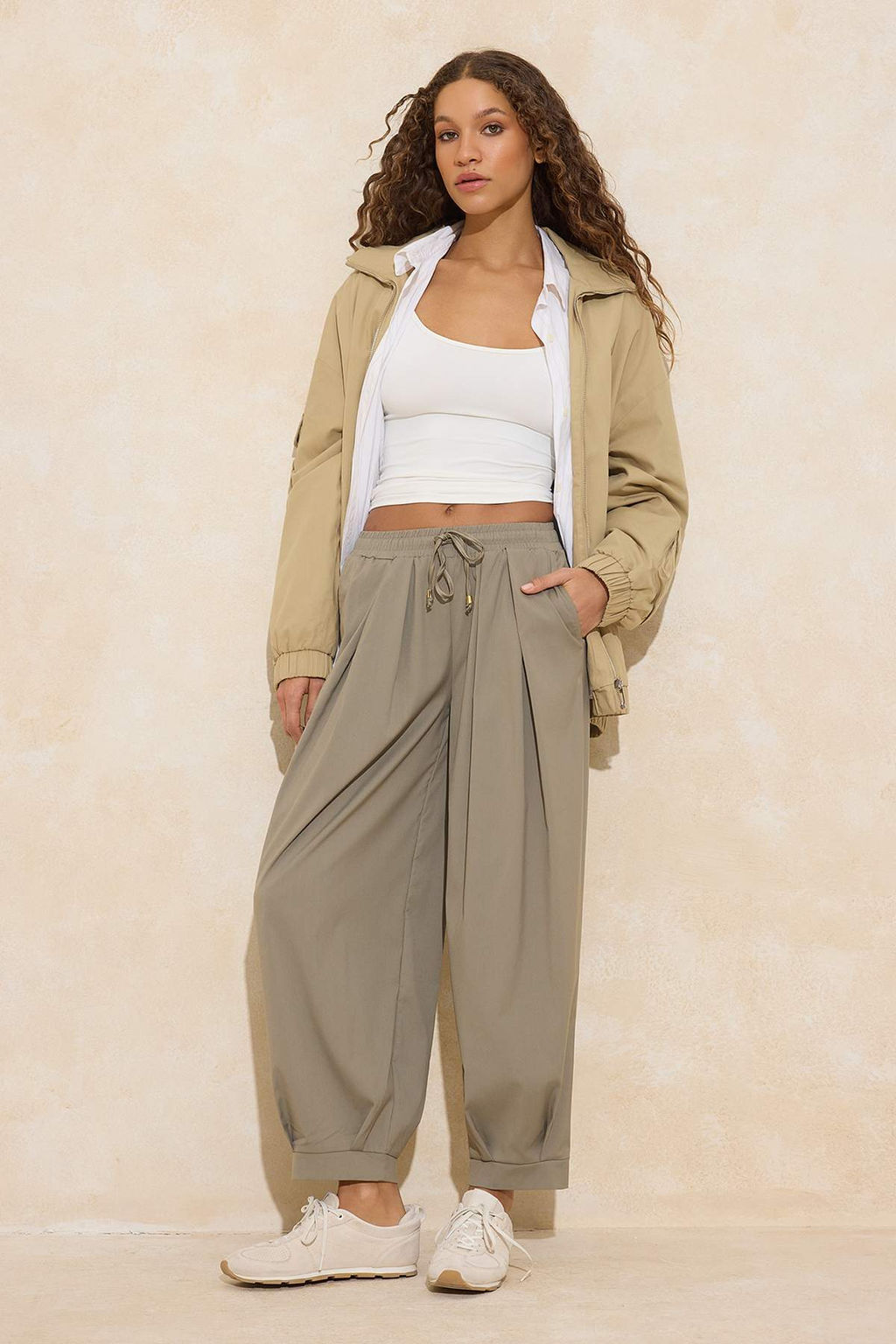 Koyu Kahverengi Salvar Kal?p Beli Lastikli Dokuma Pantolon TWOAW26PL00156 - Trendyolmilla фото 13