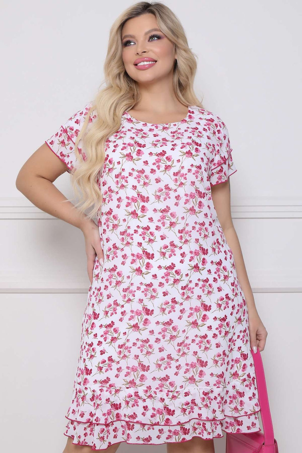 Платье П-2171/16 Цвет:белый с розовым - Леди агата фото 2