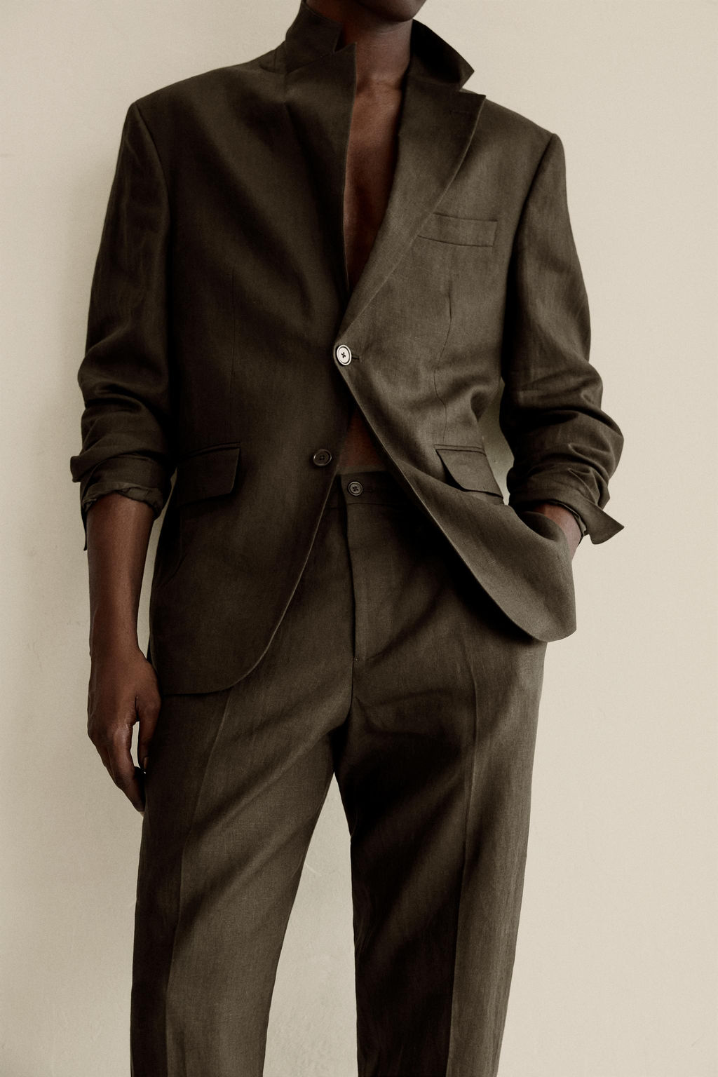 PANTAL?N REGULAR FIT 100% LINO / Marr?n - Zara фото 11