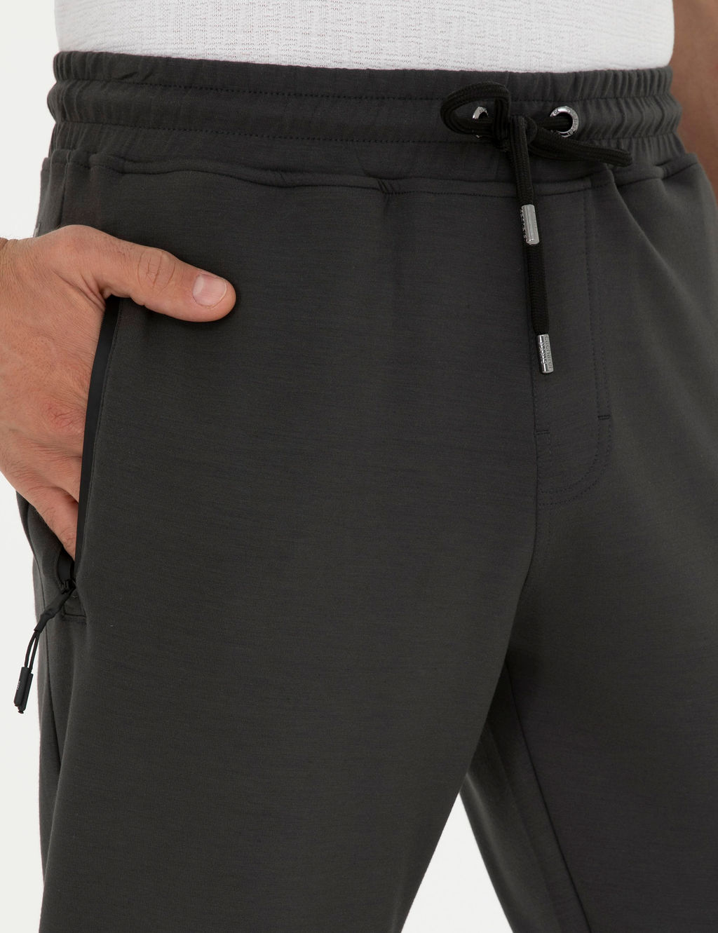 Gri Slim Fit Lastik Pa_al_ E_ofman Alt_