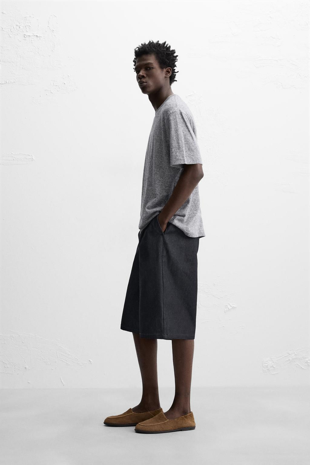 STRIPED COTTON - LINEN T-SHIRT - Zara фото 4