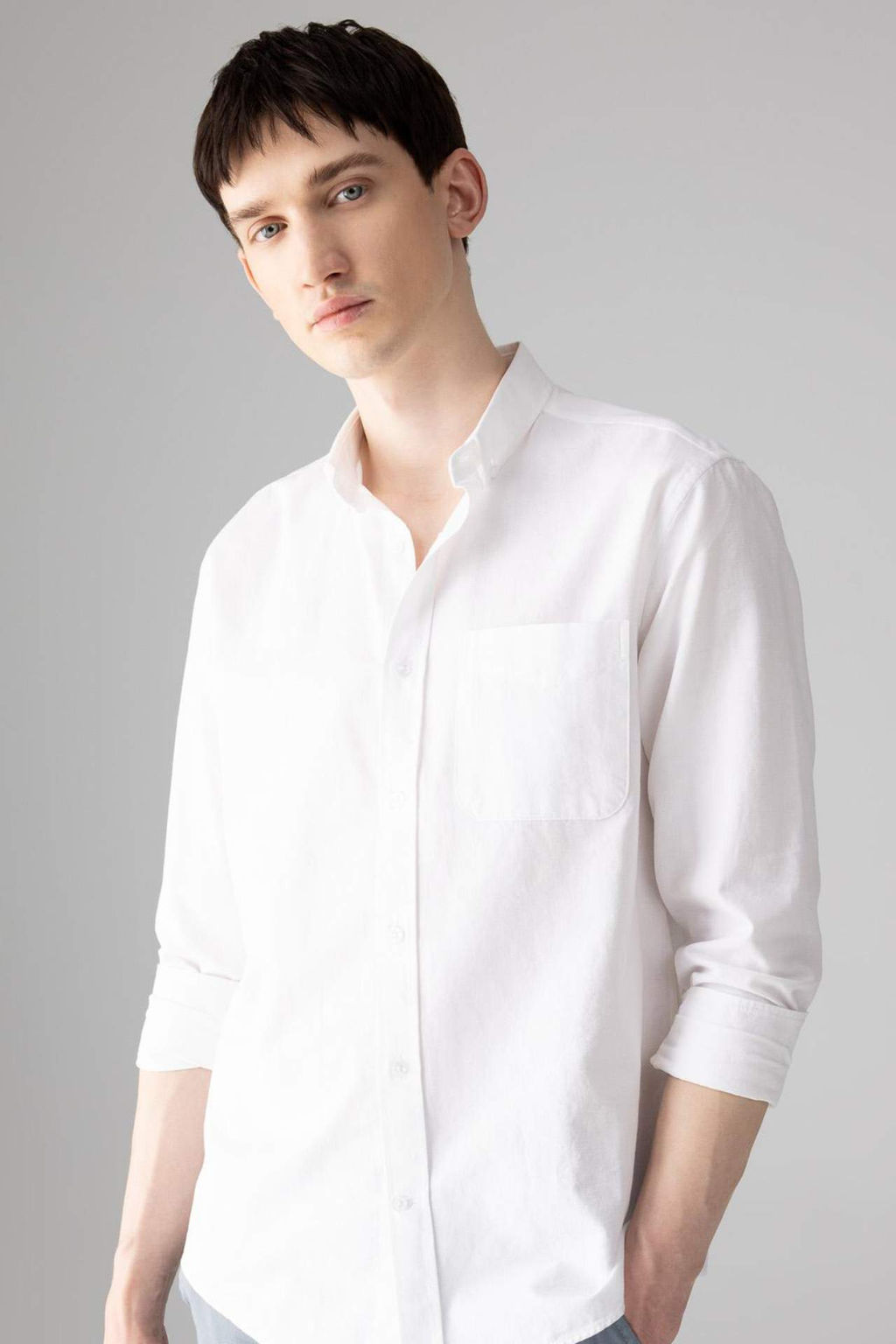 Regular Fit Oxford Cepli Uzun Kollu Basic Duz Beyaz Gomlek - Defacto фото 8