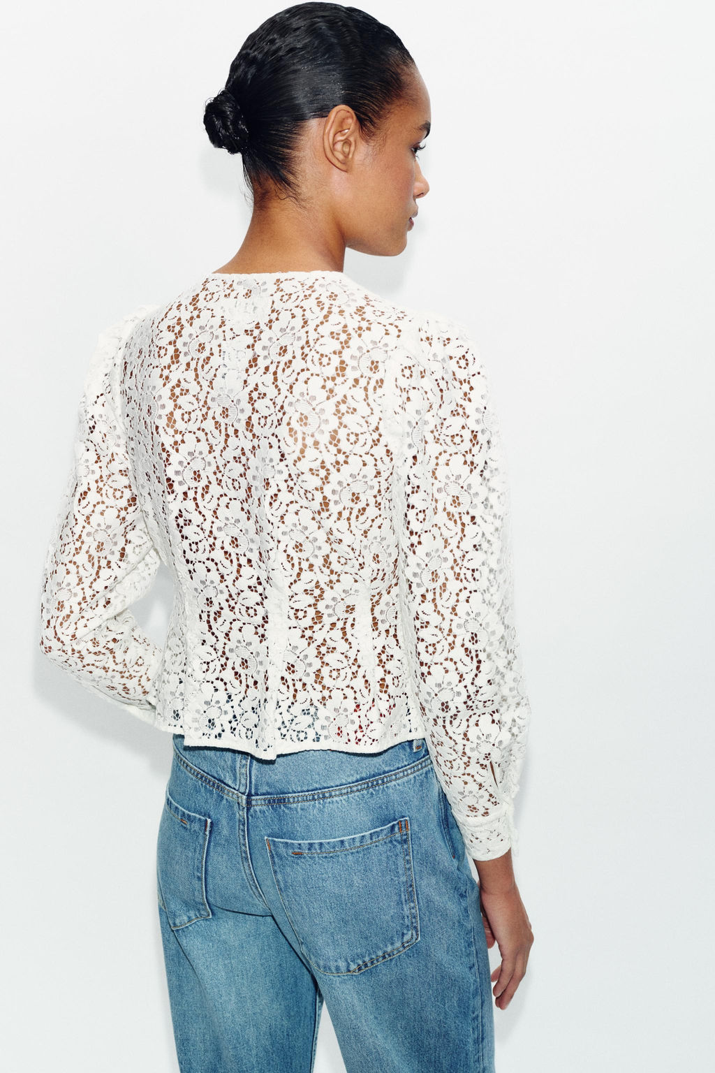 CHAQUETA CRUZADA ENCAJE / Blanco - Zara фото 10